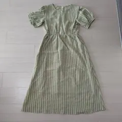 【美品】 ehka sopo エヘカソポ 半袖 ワンピース ストライプ 花柄