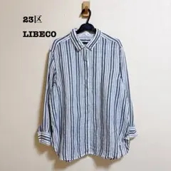 人気＊23区LIBECO 大きいサイズ 44 リネンチェックシャツ カシュクール