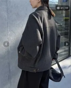 selectMOCAbyson ビッグシルエットミドルコート　ダークグレー