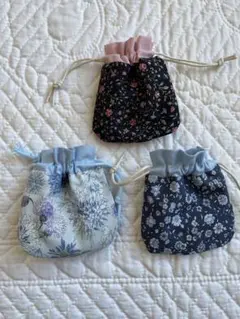 すごく小さな巾着袋３コセット 花柄３色 B