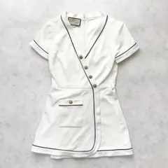 【美品】GUCCI グッチ ブルートリムジャージードレス 金ボタン　ワンピースのサムネイル