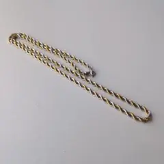 ゴールド×シルバー ツイストデザイン ネックレス 約64×0.4cm③