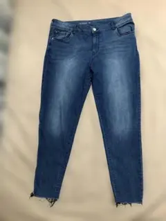 【C&A】裾カットオフ スキニーデニムパンツ ブルー LL〜3L ストレッチ
