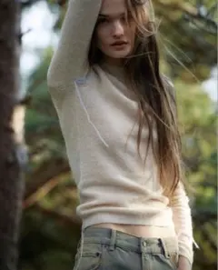 ZARA ステッチ刺繍アルパカ混ニット