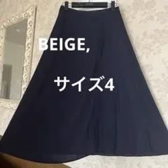 美品　ベイジ　 BEIGE, ウエストゴム　ミモレ丈スカートのサムネイル
