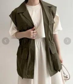 w closet オープンカラーミリタリーベスト