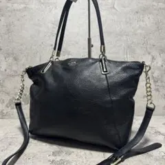 極美品✨️A4可 コーチ 2way ショルダーバッグ ビジネス 通勤 レザー 黒