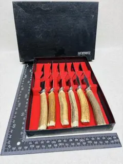 ビンテージ 英国 HOFFRITZ スタッグホーン ステーキナイフ 6本セット English Stag Horn Handle Steak Knives Set of Six - frenchgardenhouse