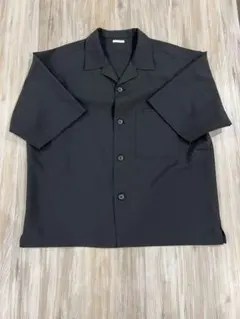 GU ドライリラックスフィットオープンカラーシャツ 五分丈 Mサイズ ブラック