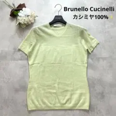 美品 ブルネロクチネリ サマーニット ブラウス スキッパー 襟付き ベージュ系 美品 ブルネロクチネリ サマーニット ブラウス スキッパー 襟付き