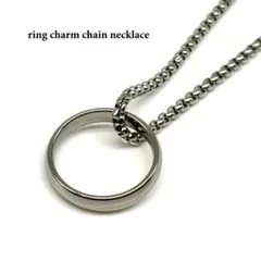 ネックレス メンズ チタン シルバー チェーン リング 新品 R【PN3096】