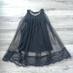 キッズ　ワンピース　ノースリーブ　ドレス　黒　150