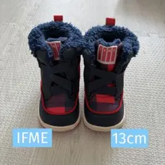 IFME スノーブーツ　ネイビー、レッドチェック柄