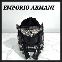 EMPORIO ARMANI パーティバック ハンドバッグ ビジュー ブラック
