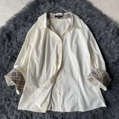 BURBERRY LONDON ノバチェック裏地コットンブラウス 17号 白