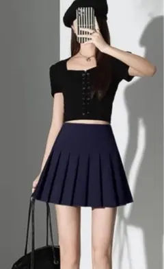 ネイビー プリーツスカート インパン Mサイズ