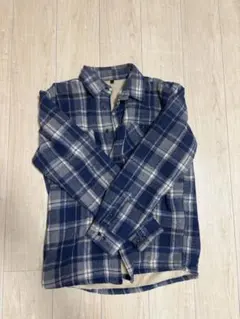 ネイビー グレー チェック フランネルシャツ M