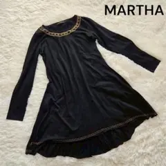 【MARTHA（マーサ）】レディース 1 長袖ワンピース 黒 スタッズ装飾