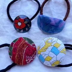 カラフル ヘアゴム セット くるみボタン マーブル 花 髪留め ヘアアクセサリー