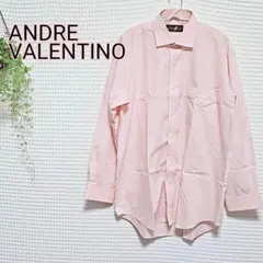 【美品】ANDRE VALENTINO ピンク 長袖シャツ