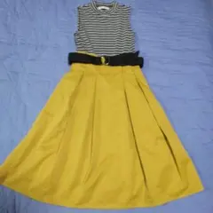 CECIL McBEE　ボーダー ノースリーブ ワンピース イエローのサムネイル
