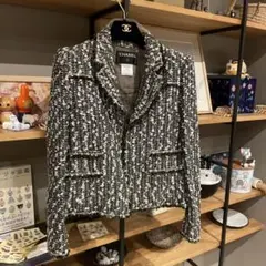 CHANEL ツイードジャケット&スカート ブラック・ホワイト　#38