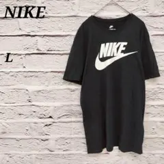 ナイキ✩L クルーネック半袖Tシャツ コットン ブランドロゴ ユニセックス 黒