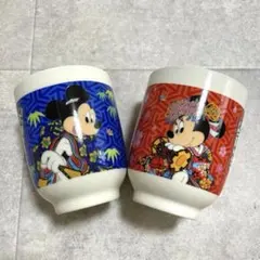 未使用　ミッキーマウス・ミニーマウス 和風カップ 2個セット　湯呑み