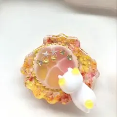 レジン ヘアゴム 海塗り　シェル　猫ちゃん パールピンク◡̈♥︎ ※透け感あり レジン ヘアゴム 海塗り シェル 猫ちゃん パールピンク◡̈♥︎ ※透け感