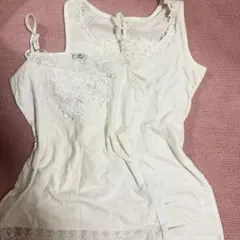か*と様 ・:*+.オフホワイト レース 花柄キャミソール セット・:*+.