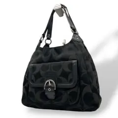 美品　コーチ　ハンドバッグ　黒　シグネチャー　COACH　ソーホー　s7 肩掛け