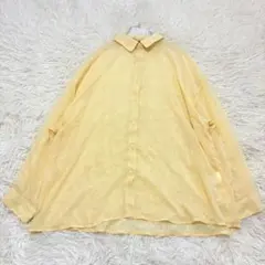 2476 美品✨オーバーサイズ長袖シアーシャツ 3L 大きいサイズ 綺麗め 黄色