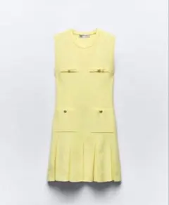 ZARA ボックスプリーツ ニット ミニワンピース