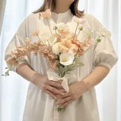 ウエディングブーケ　ブートニアセット　薄ピンク