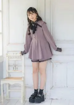 ROJITA 地雷系 レースリボンデコルテ開きセットアップ