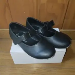【プティマイン】リボン付きブラックフォーマルシューズ　20cm