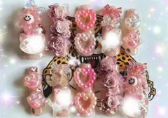 ピンク色のネイルチップセット 10個