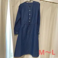 ELFIN DOLL マタニティワンピース M-L ネイビー　インディゴ　前開き