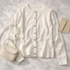 リッチミーニューヨーク カーディガン ビジューボタン アイボリー S相当
