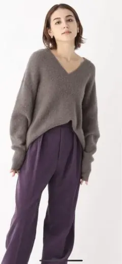 【美品】OPAQUE.CLIP/アルパカMIX ヘアリーVネックニット