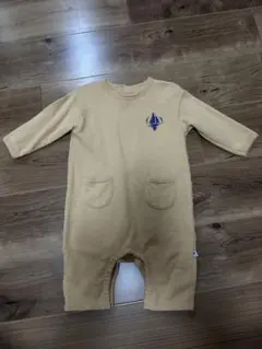 美品PETIT BATEAU秋冬用ベージュ ポケット付きロンパース 73cm