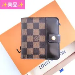 【美品】ダミエ エベヌ コンパクトジップ 二つ折り 財布 ウォレット メンズ