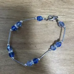 青いガラスデザインブレスレット