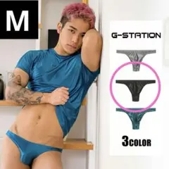 G-Station シルキーサテン調 メンズビキニ 光沢 無地　ブラック