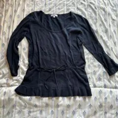 ヴェールダンス VertDense ウエストリボンニット 紺 M 裾フリル