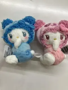 パンダ ハローキティ もこもこベイビーマスコット 2種セット　Sanrio