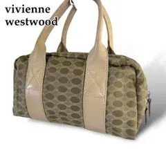 美品 vivienne westwood ハンドバッグ オーブ総柄 カーキ