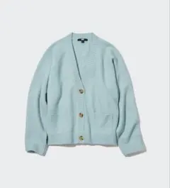 ユニクロ　スフレヤーンショートカーディガン　Ｌ　ブルー