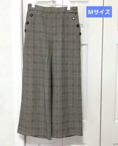 レディース　ワイドパンツ　クロップド丈 グレンチェック　Mサイズ