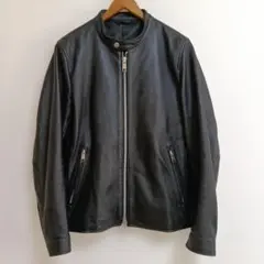 GLOBAL WORK 羊革ブラックレザーシングルライダースM